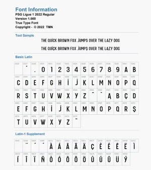 PSG Ligue 1 2022-2023 Font